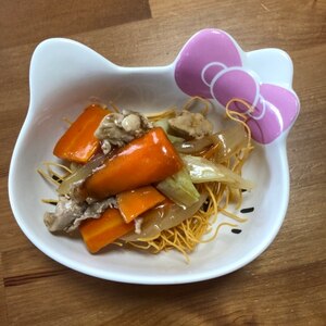 豚こまと残り野菜で簡単皿うどん